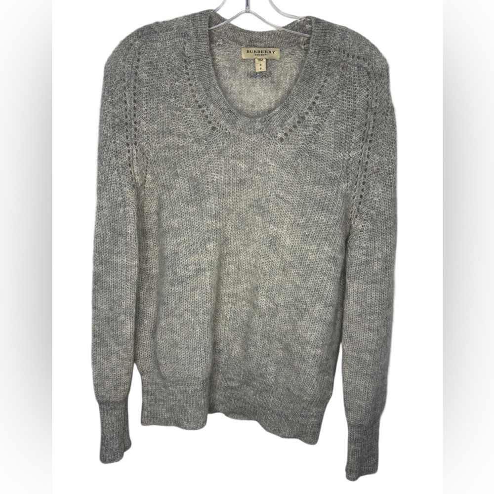 Burberry London Mohair Wool Blend Gray Sweater Size Small